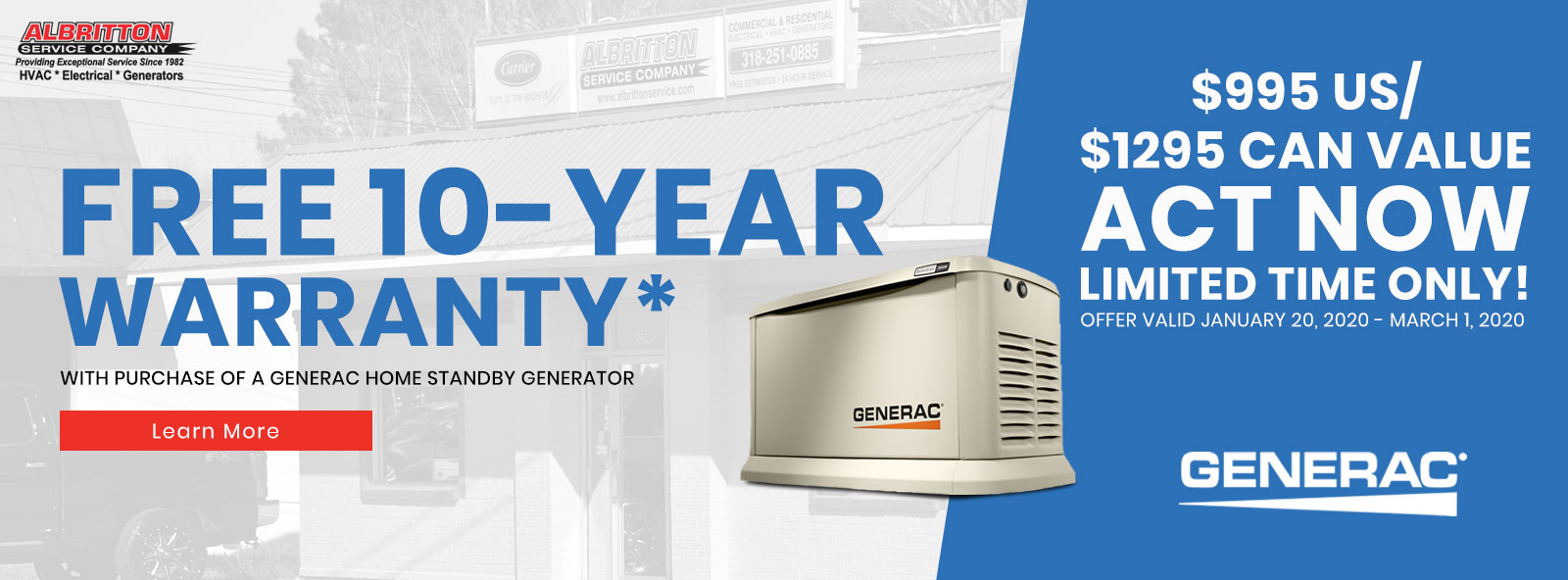 Ruston Generac Standby Generator Installation Company