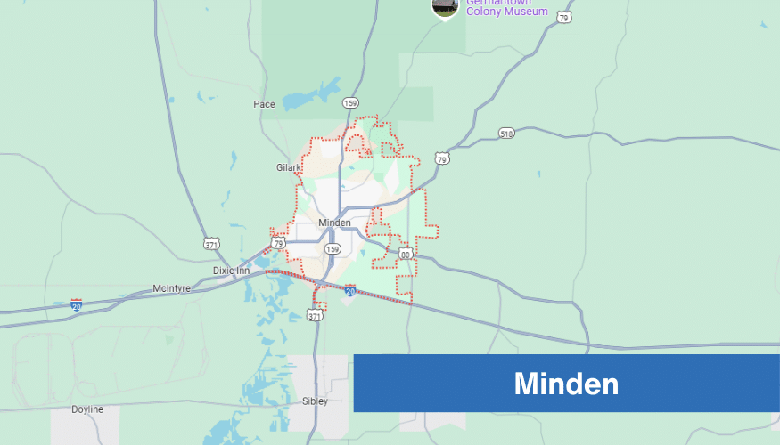 Minden Service Area map